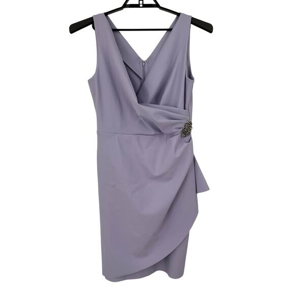 Alex Evenings short ruched sheath faux wrap dress light purple size 12 - Picture 1 of 5
